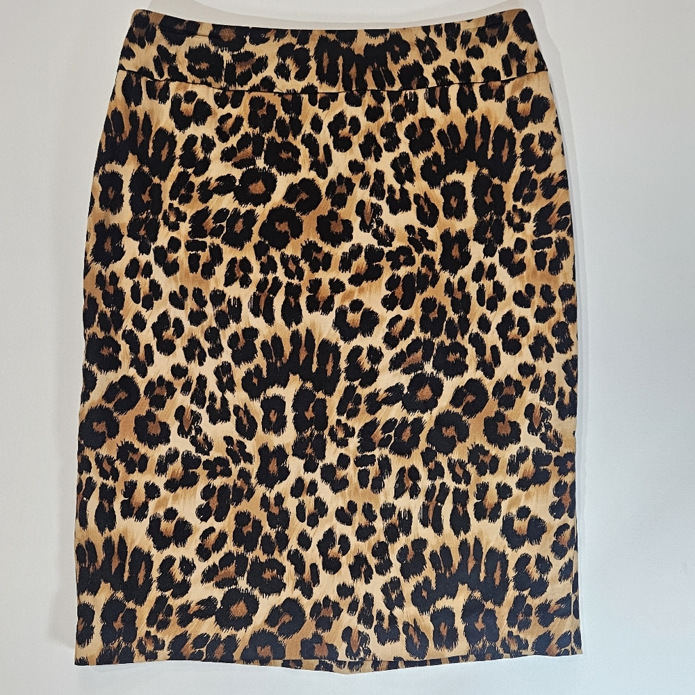 Charter Club Pencil Skirt Womens 2P Black Gold Leopard Print Cocktail Event Wear